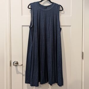 Sleeveless Knit Denim Color Dress